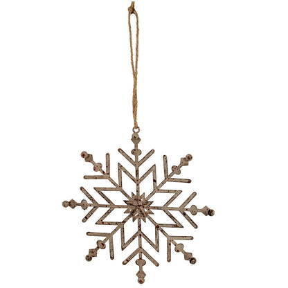 Rustic Hanging Ice Snowflake Decoration - WHITE