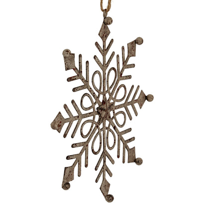 Rustic Hanging Gem Snowflake Decoration - WHITE
