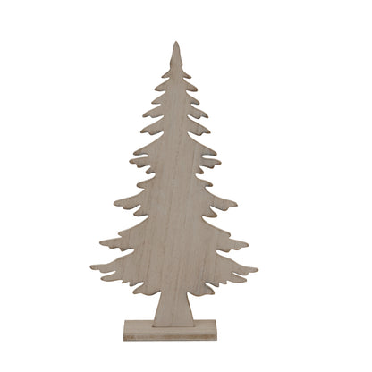 Medium Natural Rustic Tree On Stand - WHITE