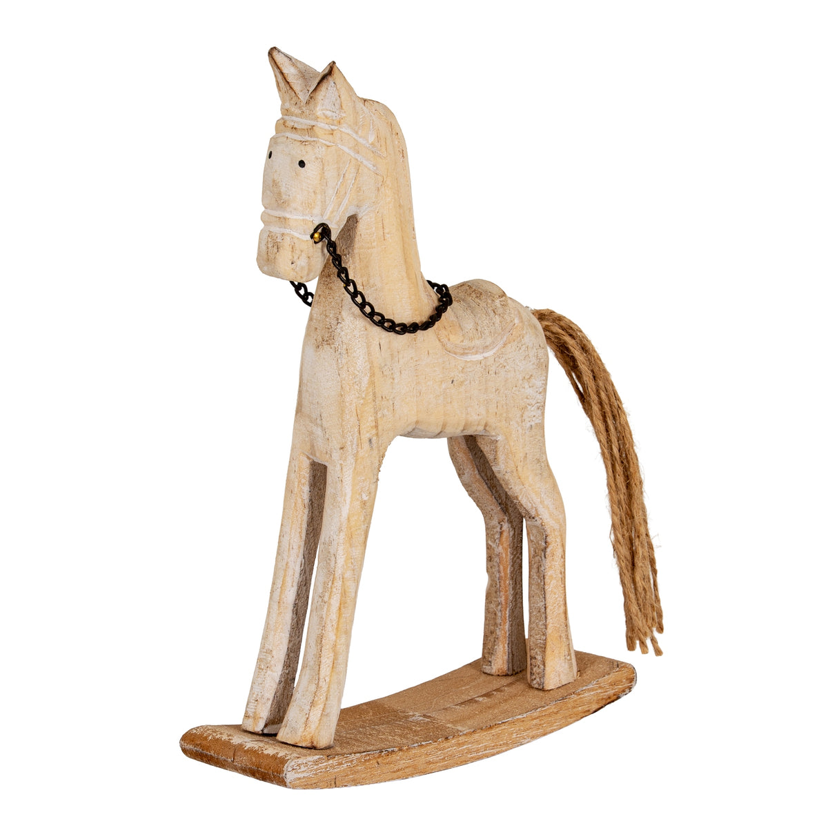 Natural Rustic Rocking Horse - WHITE