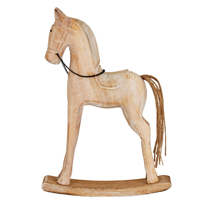 Large Natural Rustic Rocking Horse - BROWN