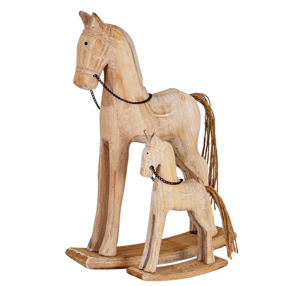 Large Natural Rustic Rocking Horse - BROWN