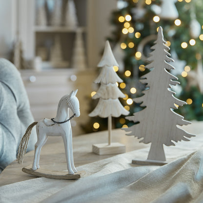 Whitewashed Rustic Rocking Horse - BROWN