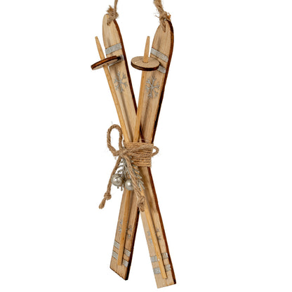 Natural Rustic Crossed Skis - BROWN