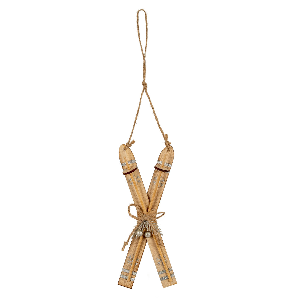 Natural Rustic Crossed Skis - BROWN
