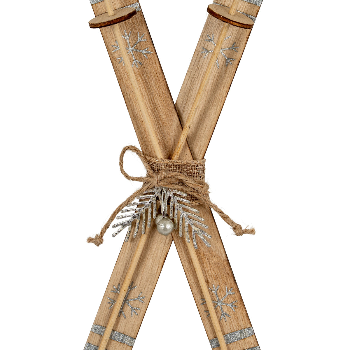 Large Natural Rustic Crossed Skis - BROWN