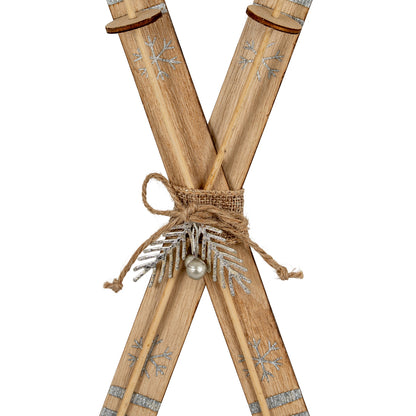Large Natural Rustic Crossed Skis - BROWN