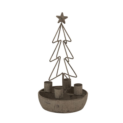Rustic Outline Tree And Star Candle Holders - ANTIQUE BRONZE
