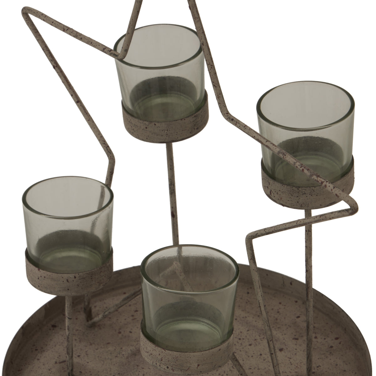 Rustic Outline Star With Four Glass Votives - ANTIQUE BRONZE
