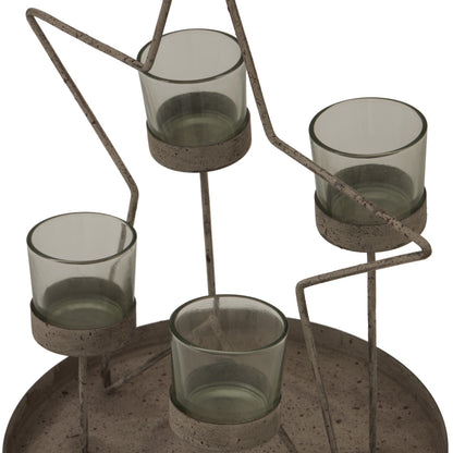 Rustic Outline Star With Four Glass Votives - ANTIQUE BRONZE