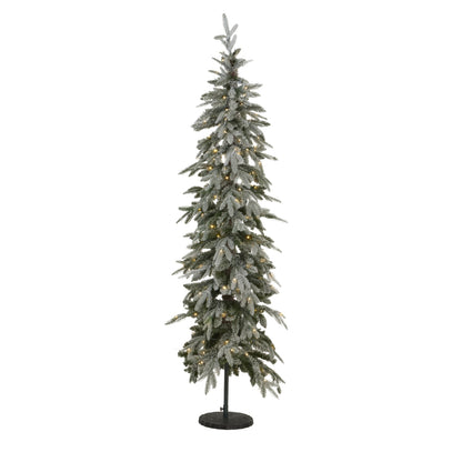 Slim Snowy Woodland Pre-Lit 200 Led Christmas Tree - WHITE