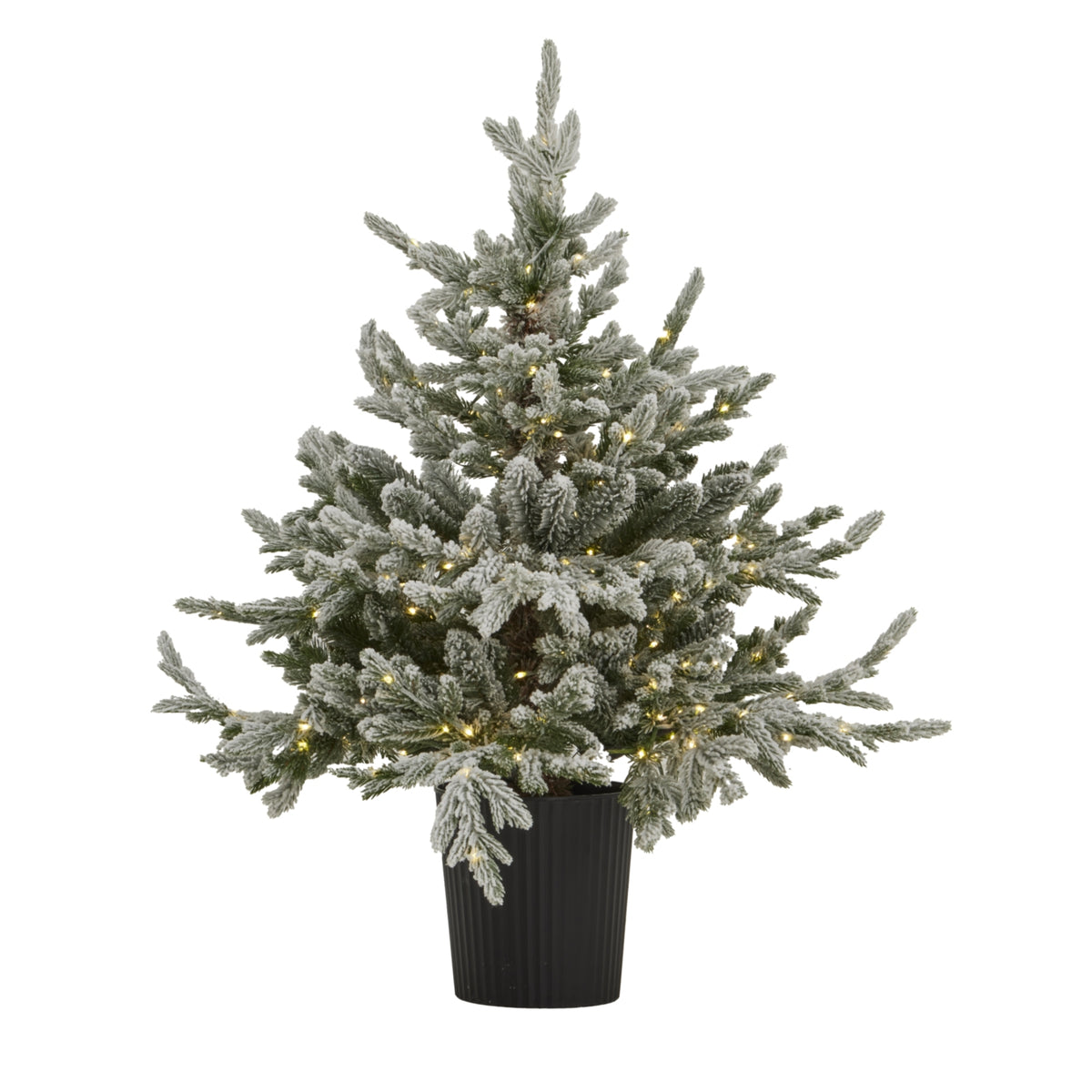 Snowy Forest Fir Pre-Lit Led 300L Christmas Tree In Pot - WHITE