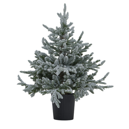 Snowy Forest Fir Pre-Lit Led 300L Christmas Tree In Pot - WHITE