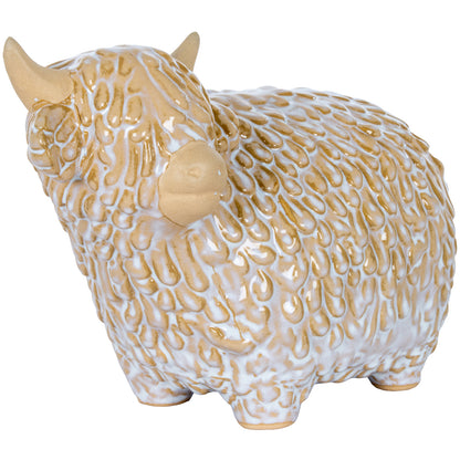 Large Alora Ceramic Highland Cow - WHITE