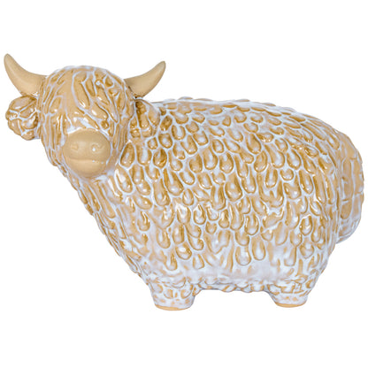 Large Alora Ceramic Highland Cow - WHITE