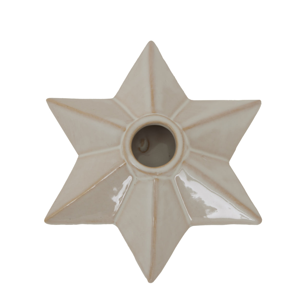 Alora Ceramic Angled Star Candle Holder - WHITE