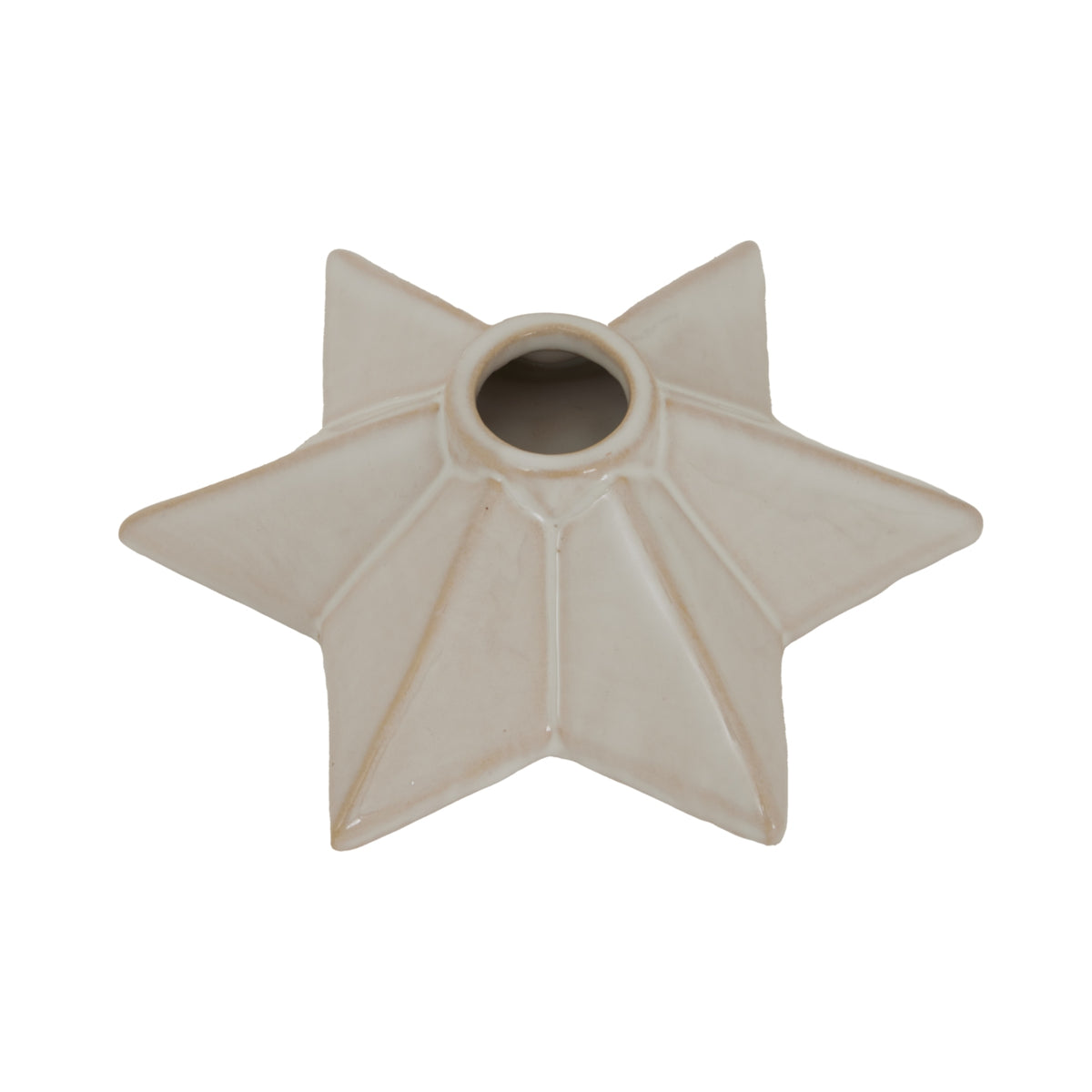 Alora Ceramic Angled Star Candle Holder - WHITE