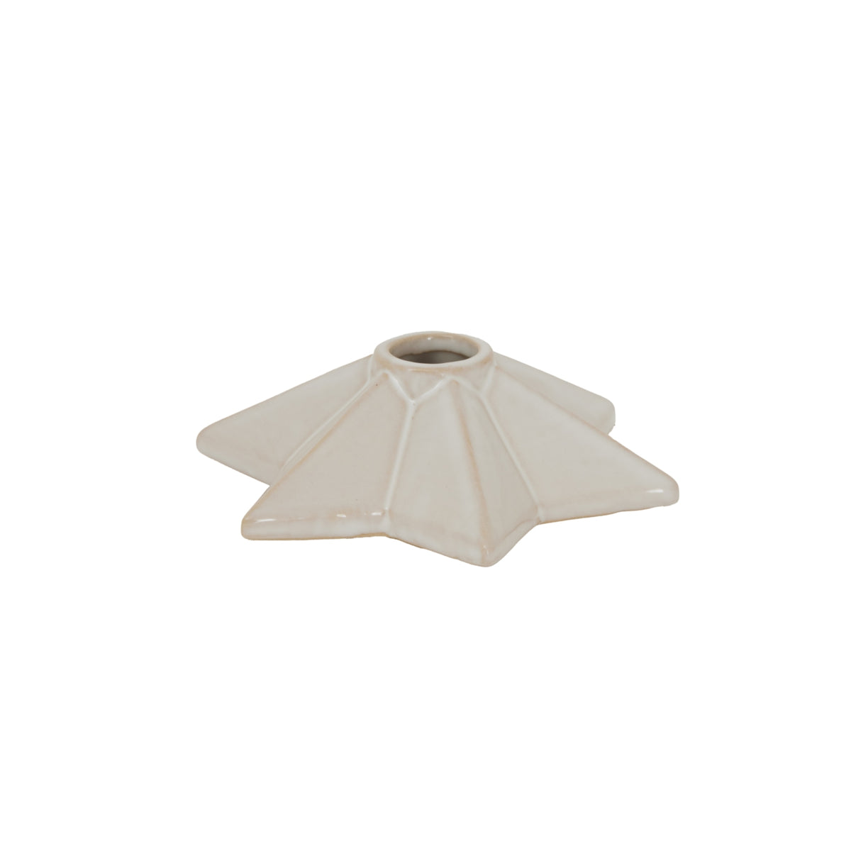 Alora Ceramic Angled Star Candle Holder - WHITE
