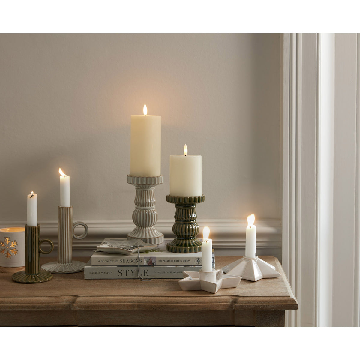 Alora Ceramic Star Candle Holder - WHITE