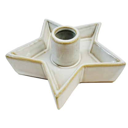 Alora Ceramic Star Candle Holder - WHITE