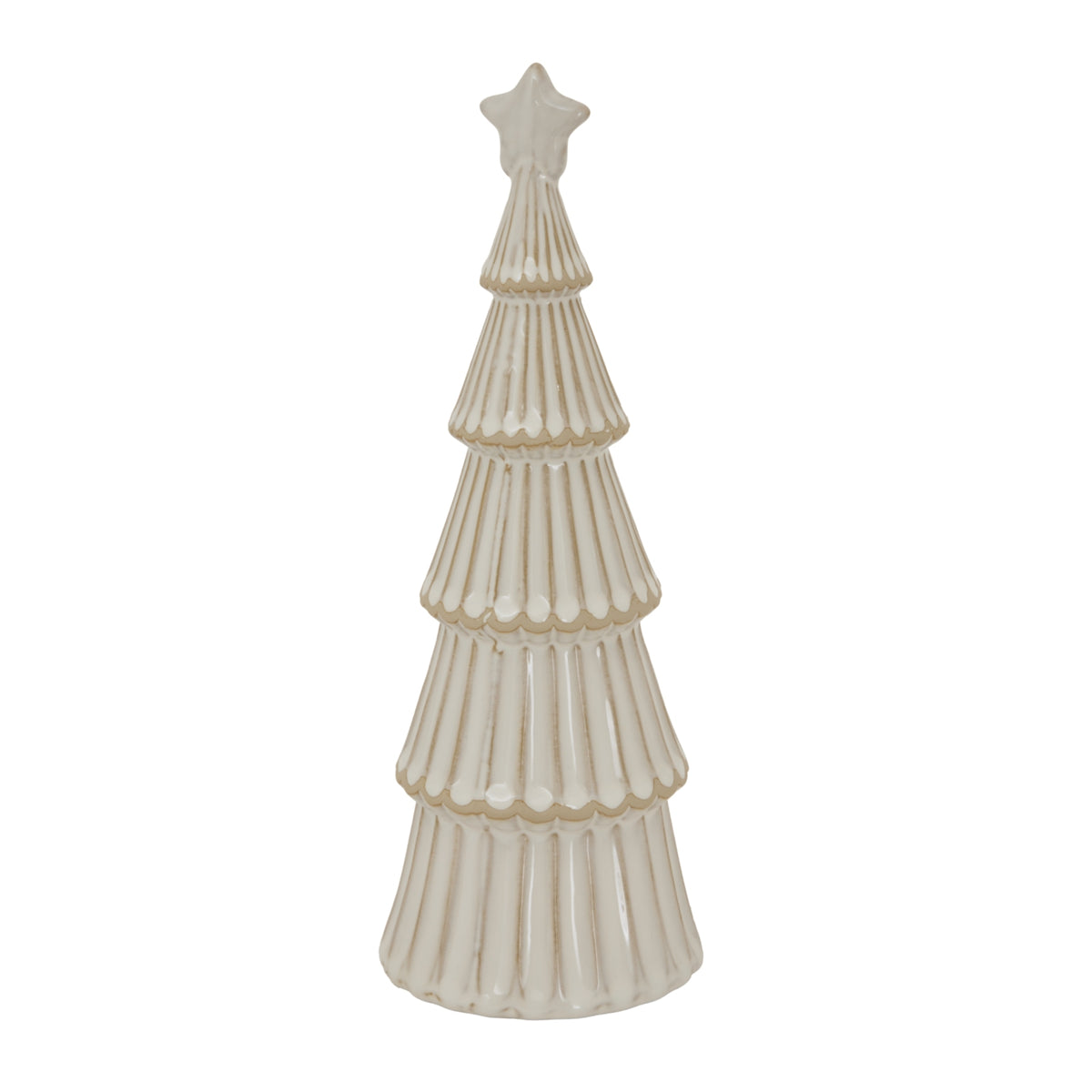 Large Alora Ceramic Snowy Layered Tree With Star - WHITE