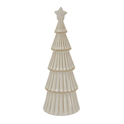 Large Alora Ceramic Snowy Layered Tree With Star - WHITE