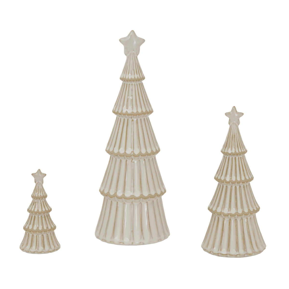 Large Alora Ceramic Snowy Layered Tree With Star - WHITE