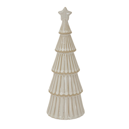 Large Alora Ceramic Snowy Layered Tree With Star - WHITE