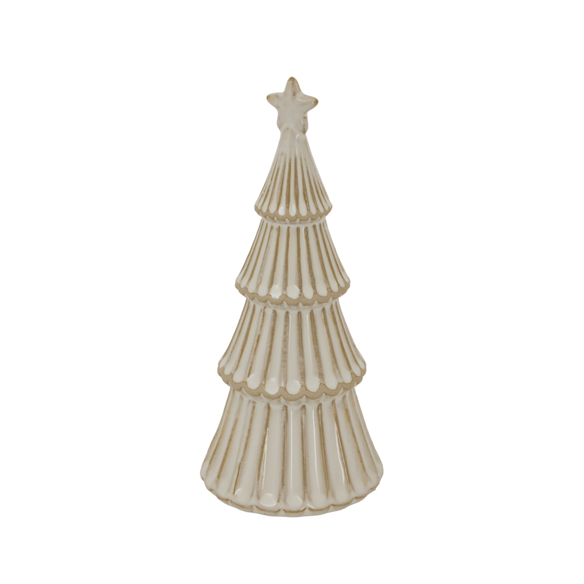 Medium Alora Ceramic Snowy Layered Tree With Star - WHITE