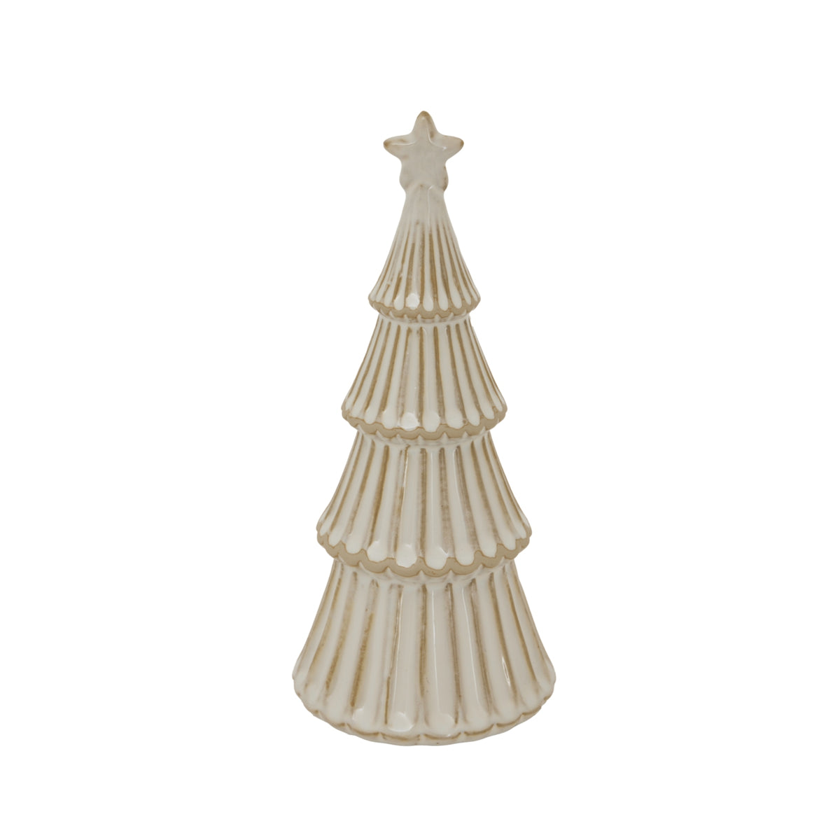 Medium Alora Ceramic Snowy Layered Tree With Star - WHITE