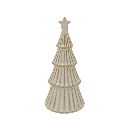 Medium Alora Ceramic Snowy Layered Tree With Star - WHITE