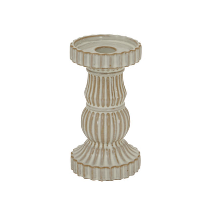 Alora Ceramic Pillar Candle Holder - WHITE