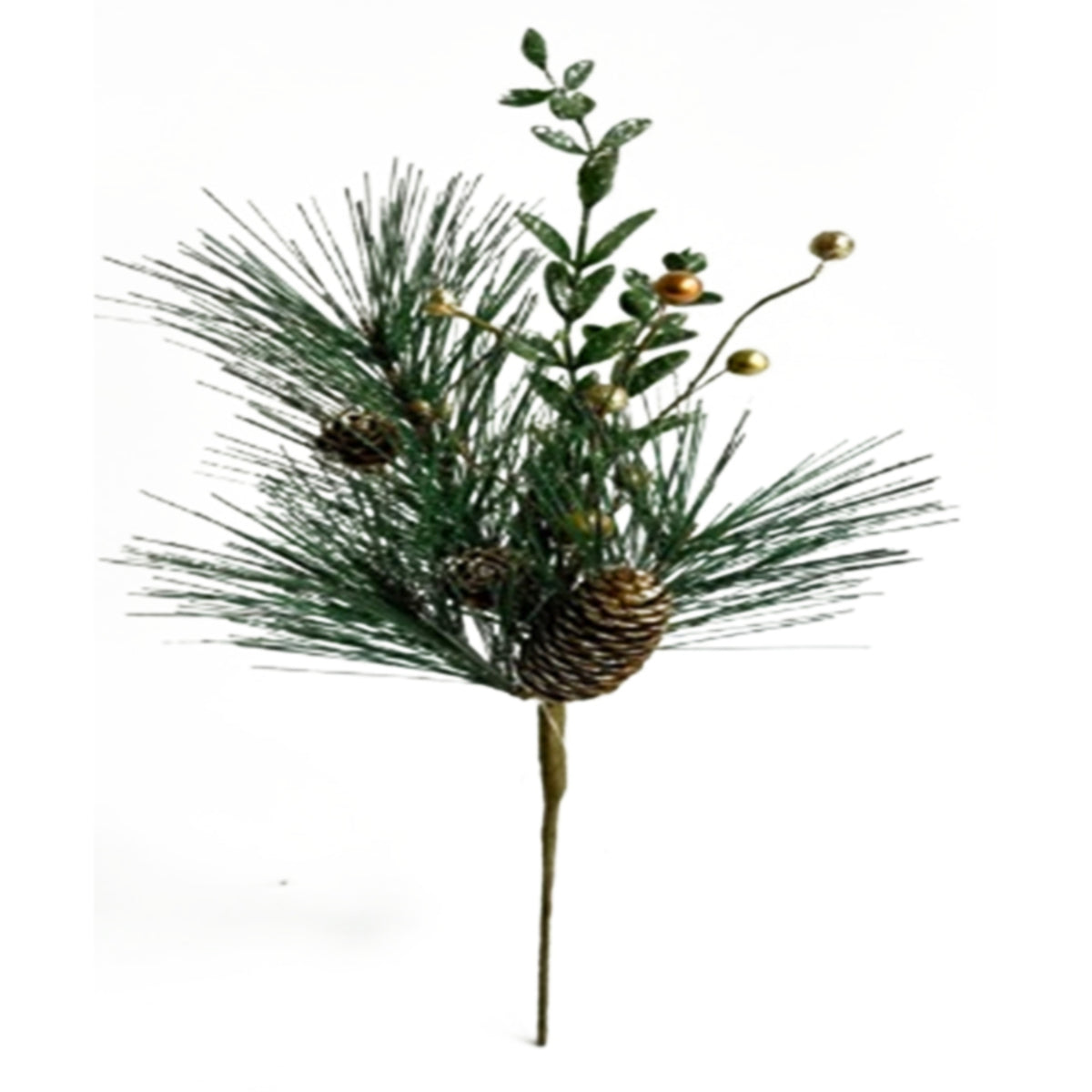 Christmas Soft Gold Spray With Pinecones - GREEN