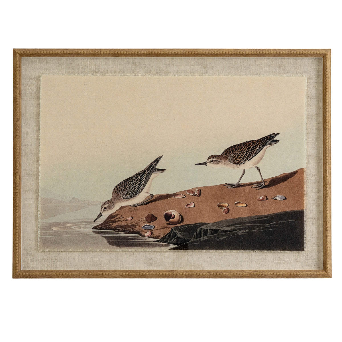 Flora & Fauna Collection Stints On Linen In Beaded Frame - BROWN