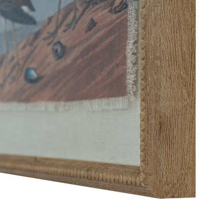 Flora & Fauna Collection Sandpipers On Linen In Beaded Frame - BROWN