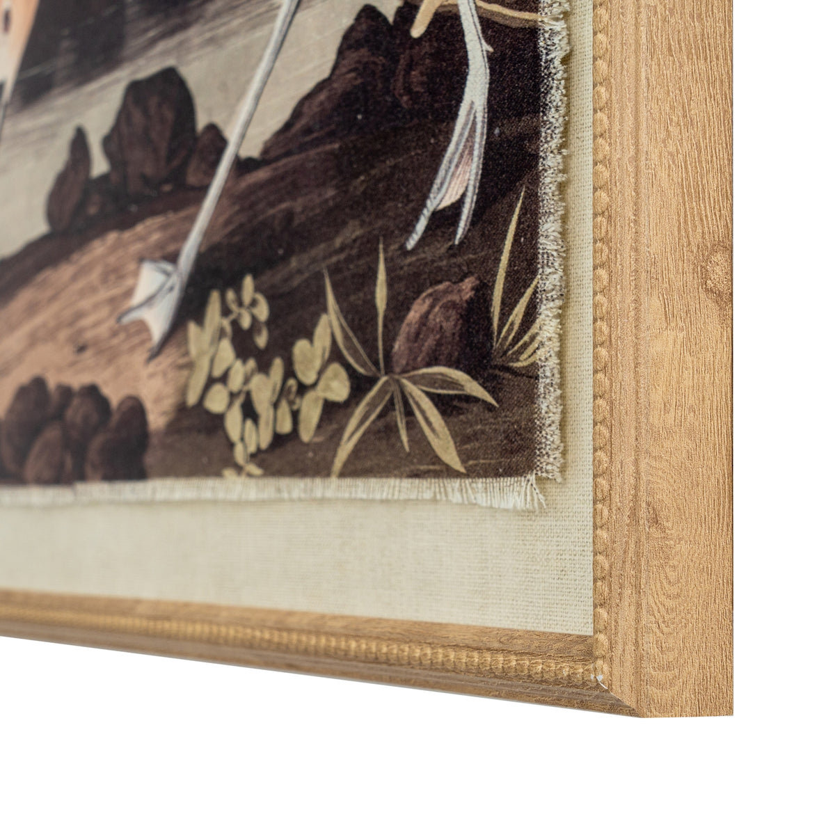 Flora & Fauna Collection Avocet On Linen In Beaded Frame - BROWN