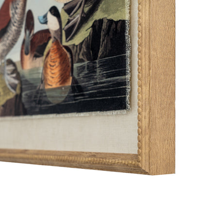 Flora & Fauna Collection Ducks On Linen In Beaded Frame - BROWN