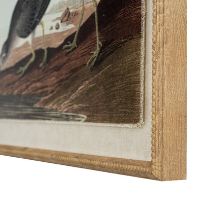 Flora & Fauna Collection Snipes On Linen In Beaded Frame - BROWN