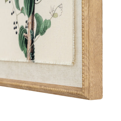 Flora & Fauna Collection Shrikes On Linen In Beaded Frame - BROWN