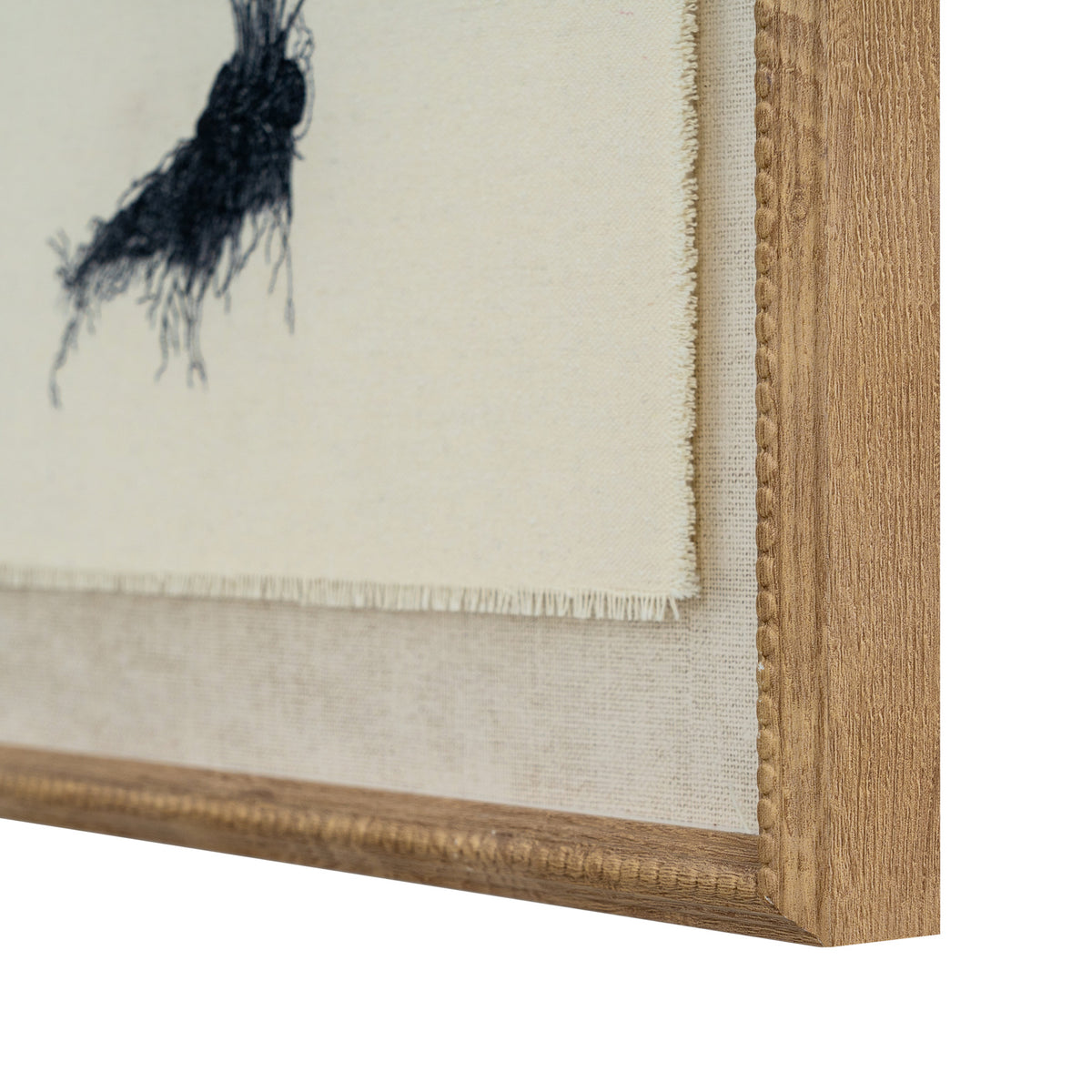 Flora & Fauna Collection Spleenwort On Linen In Beaded Frame - WHITE