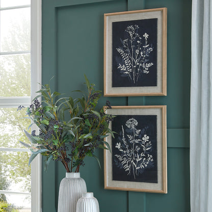 Flora & Fauna Collection Grove On Linen In Beaded Frame - WHITE