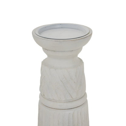 White Carved Candle Holder
