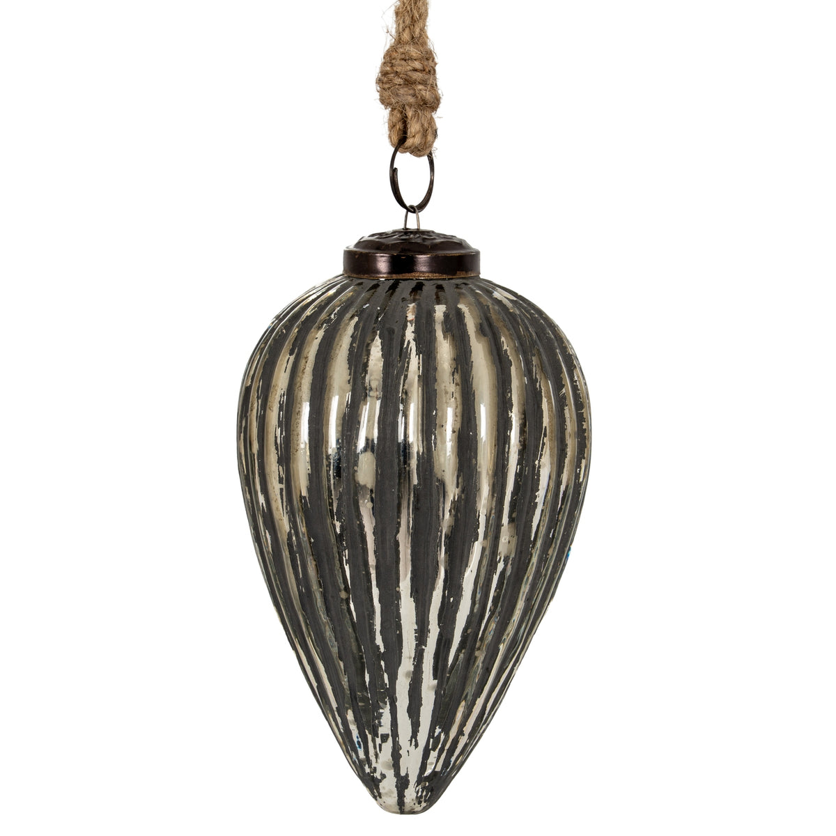 Grey Metallic Collection Large Cone Bauble - SILVER