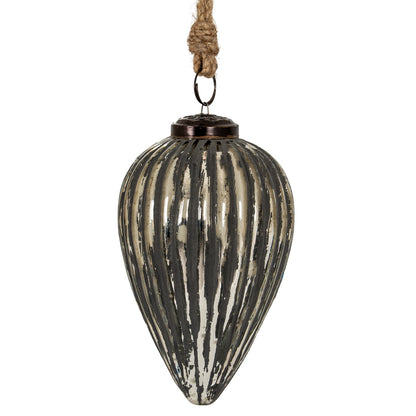 Grey Metallic Collection Large Cone Bauble - SILVER