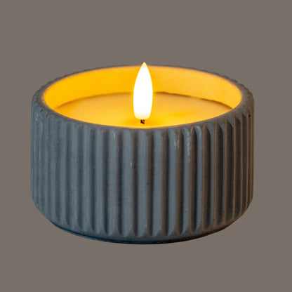Luxe Collection Natural Glow Chalk Ribbed Small Led Candle - GREY