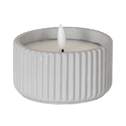 Luxe Collection Natural Glow Chalk Ribbed Small Led Candle - GREY