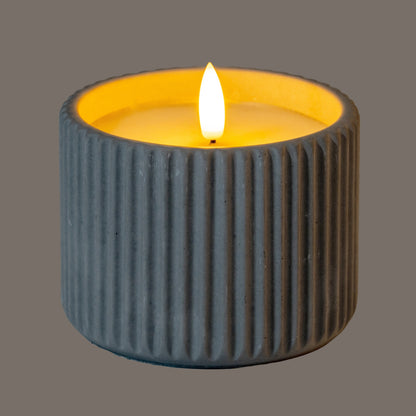 Luxe Collection Natural Glow Chalk Ribbed Medium Led Candle - GREY
