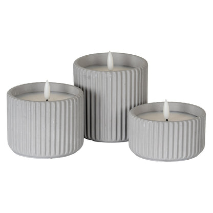 Luxe Collection Natural Glow Chalk Ribbed Medium Led Candle - GREY