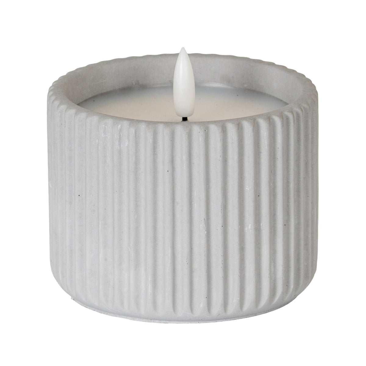 Luxe Collection Natural Glow Chalk Ribbed Medium Led Candle - GREY