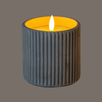 Luxe Collection Natural Glow Chalk Ribbed Large Led Candle - GREY